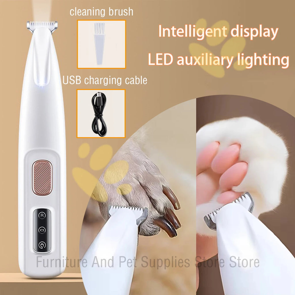 Professional LED Dog Paw Trimmer – IPX7 Waterproof & Cordless Precision Clipper