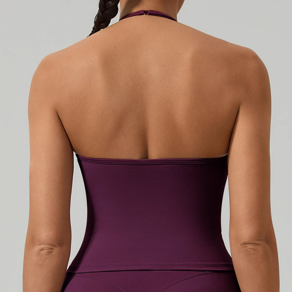 Women's Halter Backless Padded Yoga Tank Top