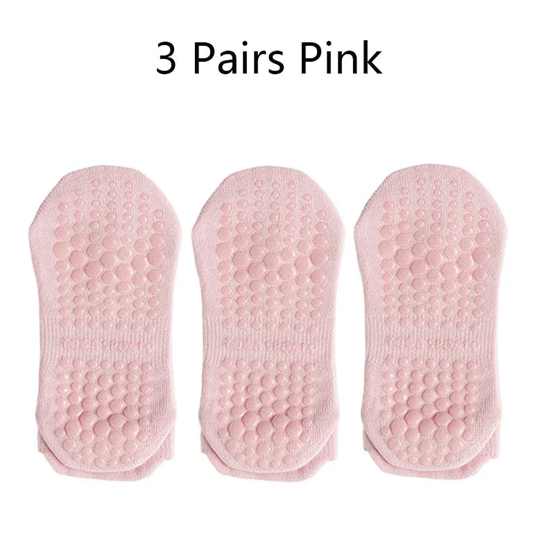 3 Pairs Women's Non-Slip Yoga Socks