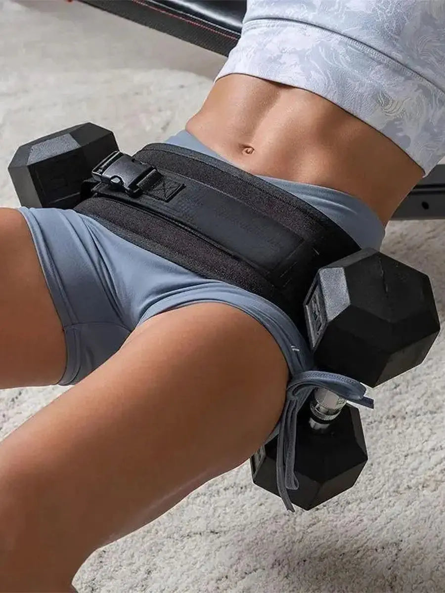Adjustable Weighted Hip Bridge Belt for Dumbbell & Kettlebell Training | Heavy-Duty Nylon Waist Belt for Glute Thrusts & Hip Shaping | Unisex Home Gym Fitness Equipment
