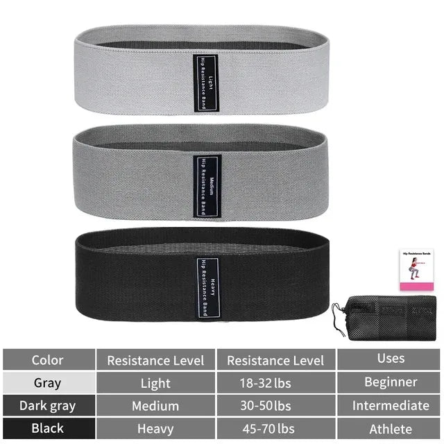 3-Piece Fabric Resistance Bands Set for Full-Body Workouts