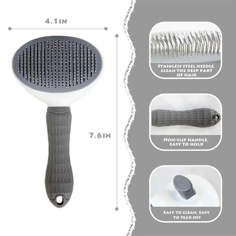 Professional 2-in-1 Self-Cleaning Slicker Brush & Massage Tool for Dogs and Cats