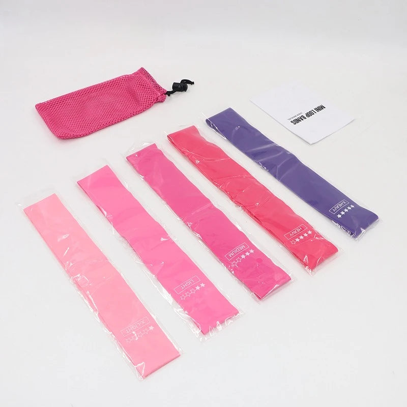 4-Piece Pink Gradient Yoga Resistance Band Set – Premium Fabric Fitness Circles & Stretching Ropes for Glute, Leg, and Strength Training
