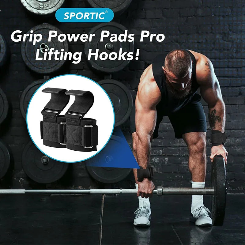 Gym Power Lifting Hooks & Wrist Support Straps | Pull-Up Assistance