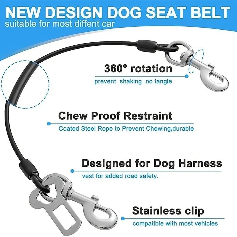 Durable Chew-Proof Dog Safety Harness and Vehicle Seatbelt Restraint for Small to Medium Breeds.