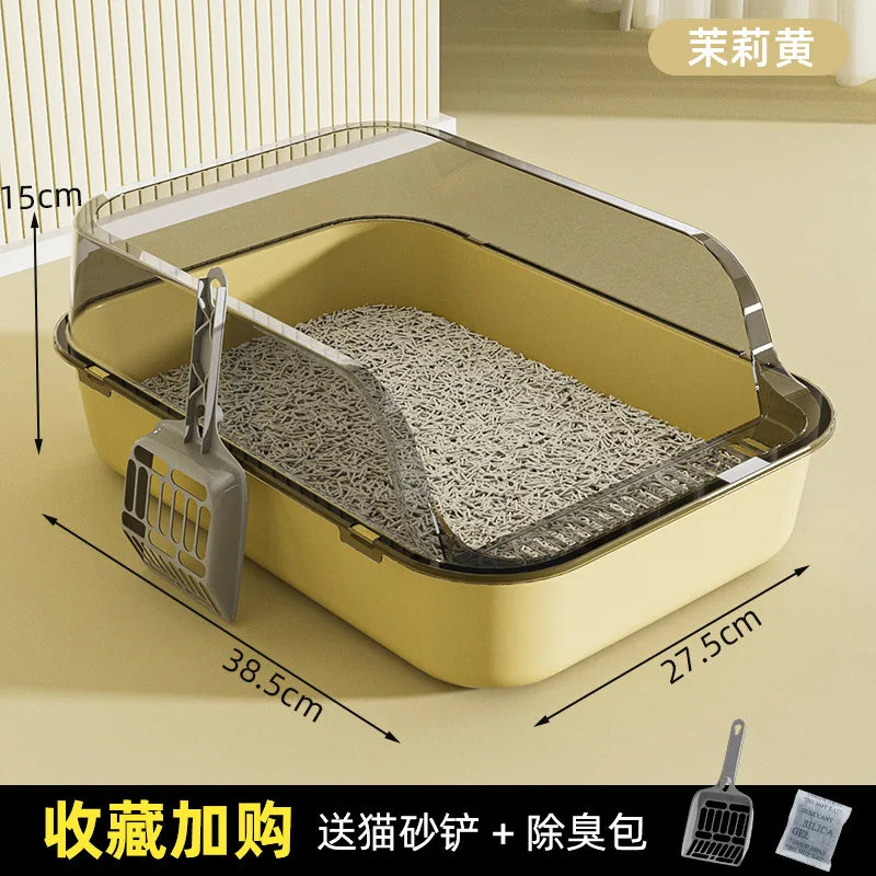 Semi-Covered Plastic Cat Litter Box