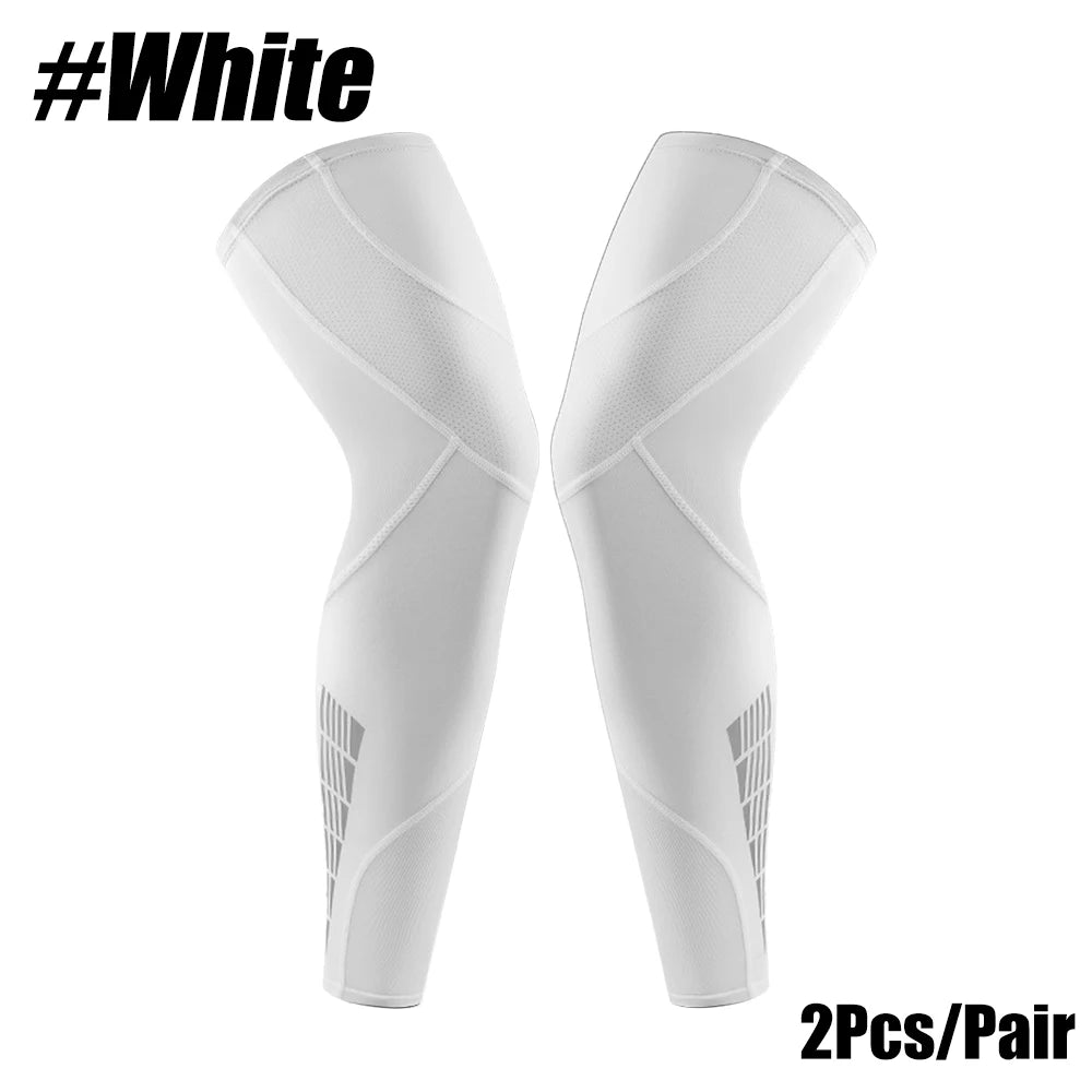 1 Pair Full-Length Compression Leg Sleeves – Unisex Breathable Lycra Support for Sports, Recovery, & UV Protection