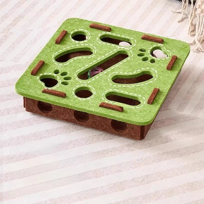 Multi-functional Compact Cat Scratching Post with Interactive Ball Launcher & Playhouse