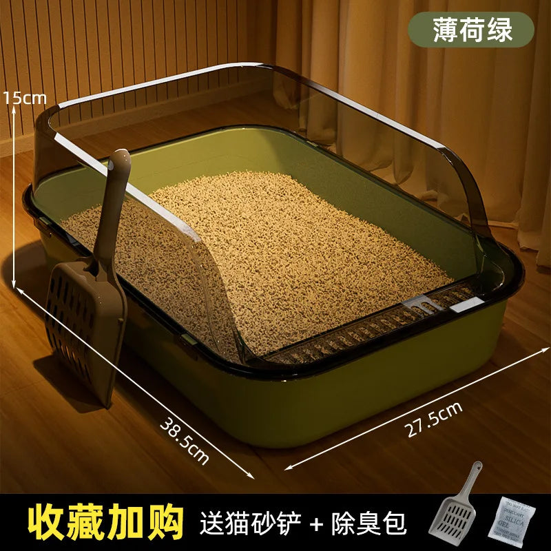 Semi-Covered Plastic Cat Litter Box