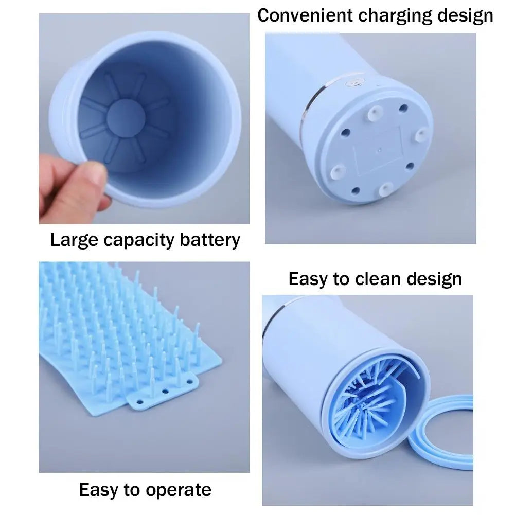 Portable Electric Automatic Pet Paw Cleaner & Massager – USB Rechargeable 360° Silicone Brush Cup for Small to Medium Dogs and Cats
