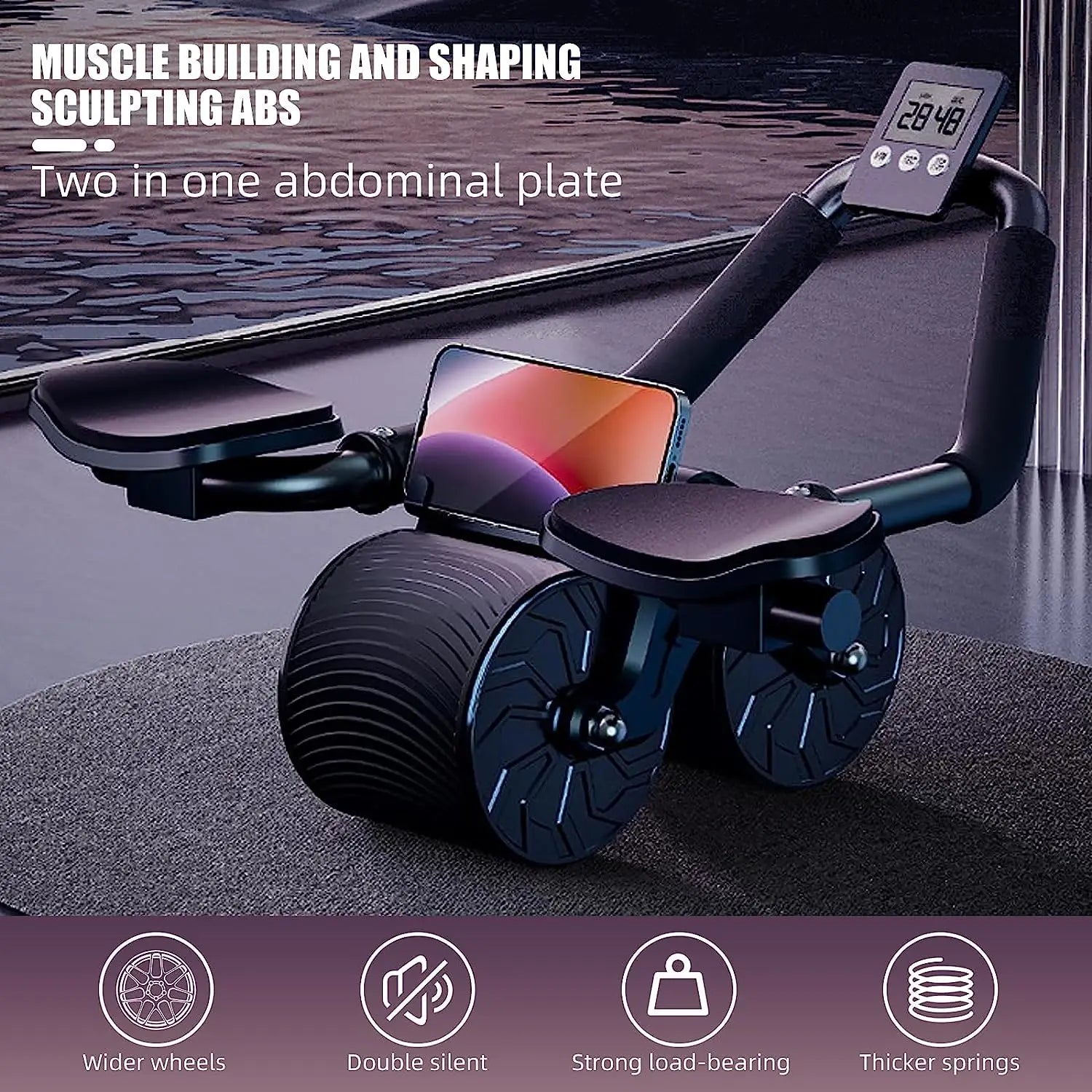 Smart Automatic Rebound Abdominal Roller with Elbow Support and Counter – Professional Core Trainer with Phone Holder for Home Gym Fitness