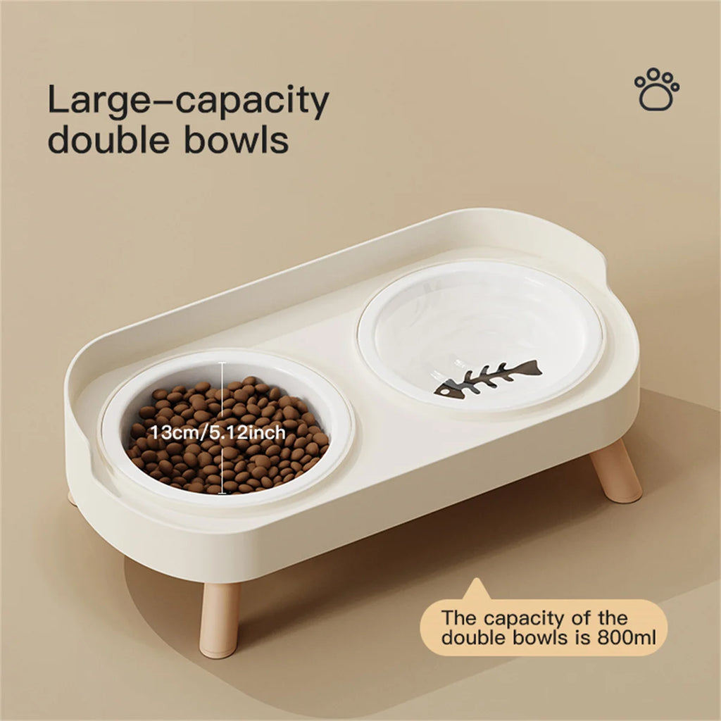Ergonomic Adjustable Height Elevated Double Pet Feeder