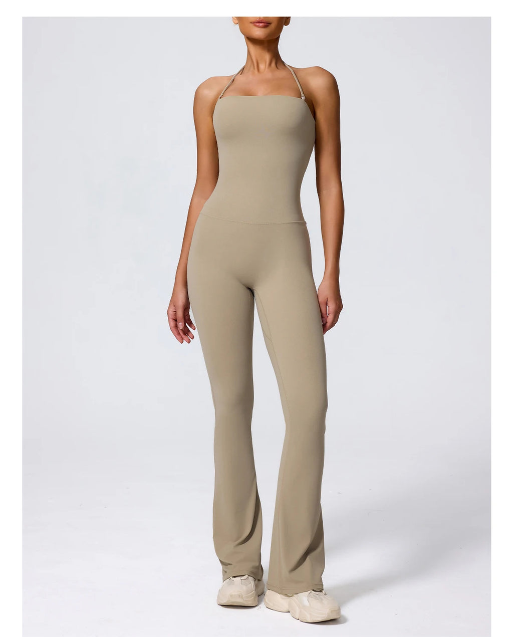 Women's Halter Flared Yoga Jumpsuit