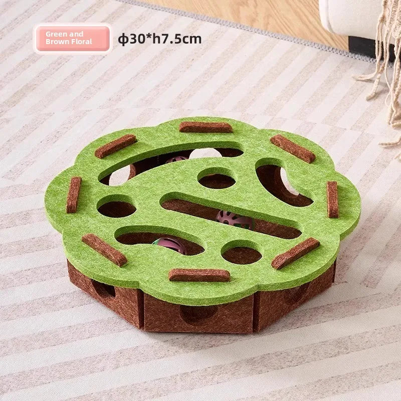 Multi-functional Compact Cat Scratching Post with Interactive Ball Launcher & Playhouse