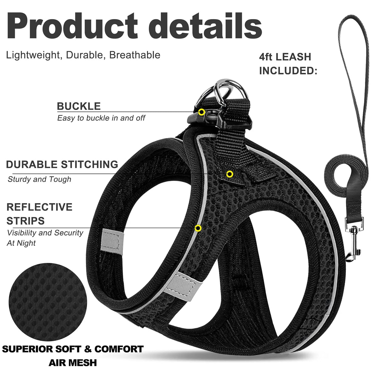 Pet Vest Harness & Leash Set