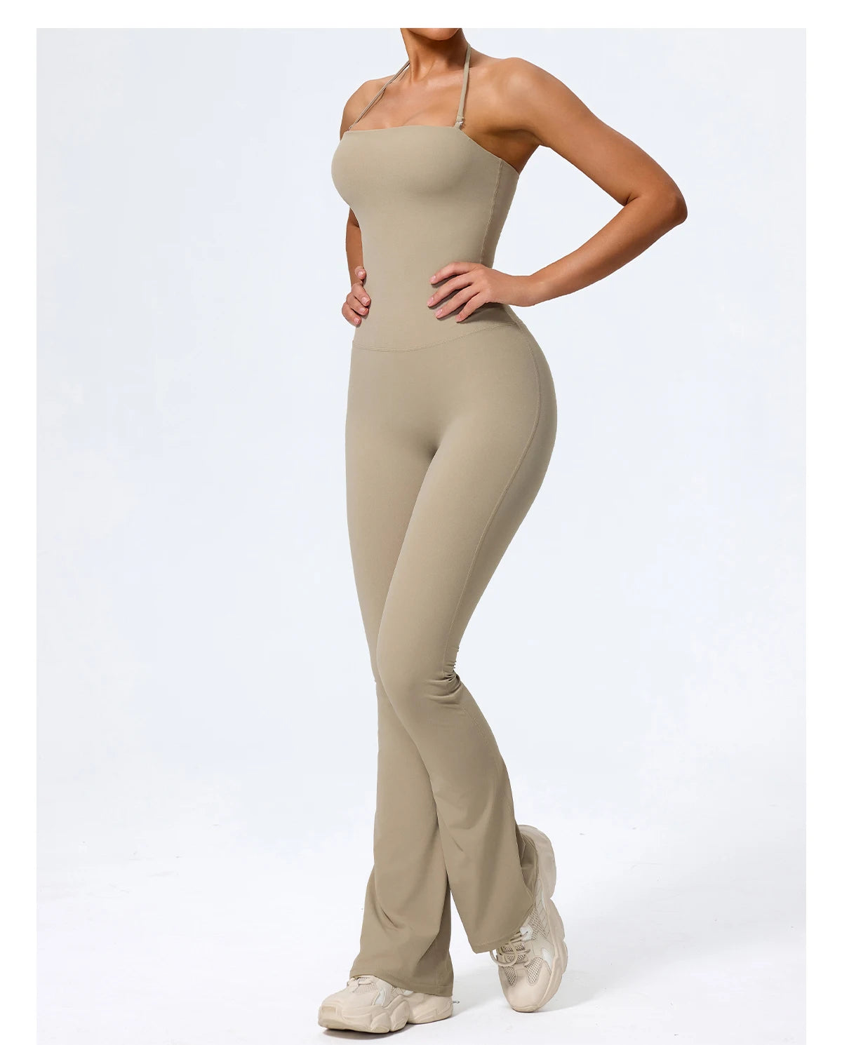 Women's Halter Flared Yoga Jumpsuit