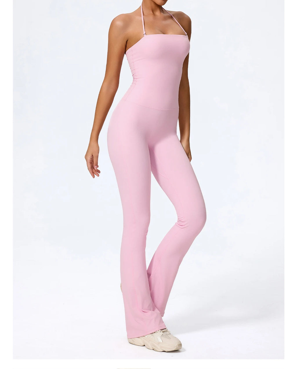 Women's Halter Flared Yoga Jumpsuit