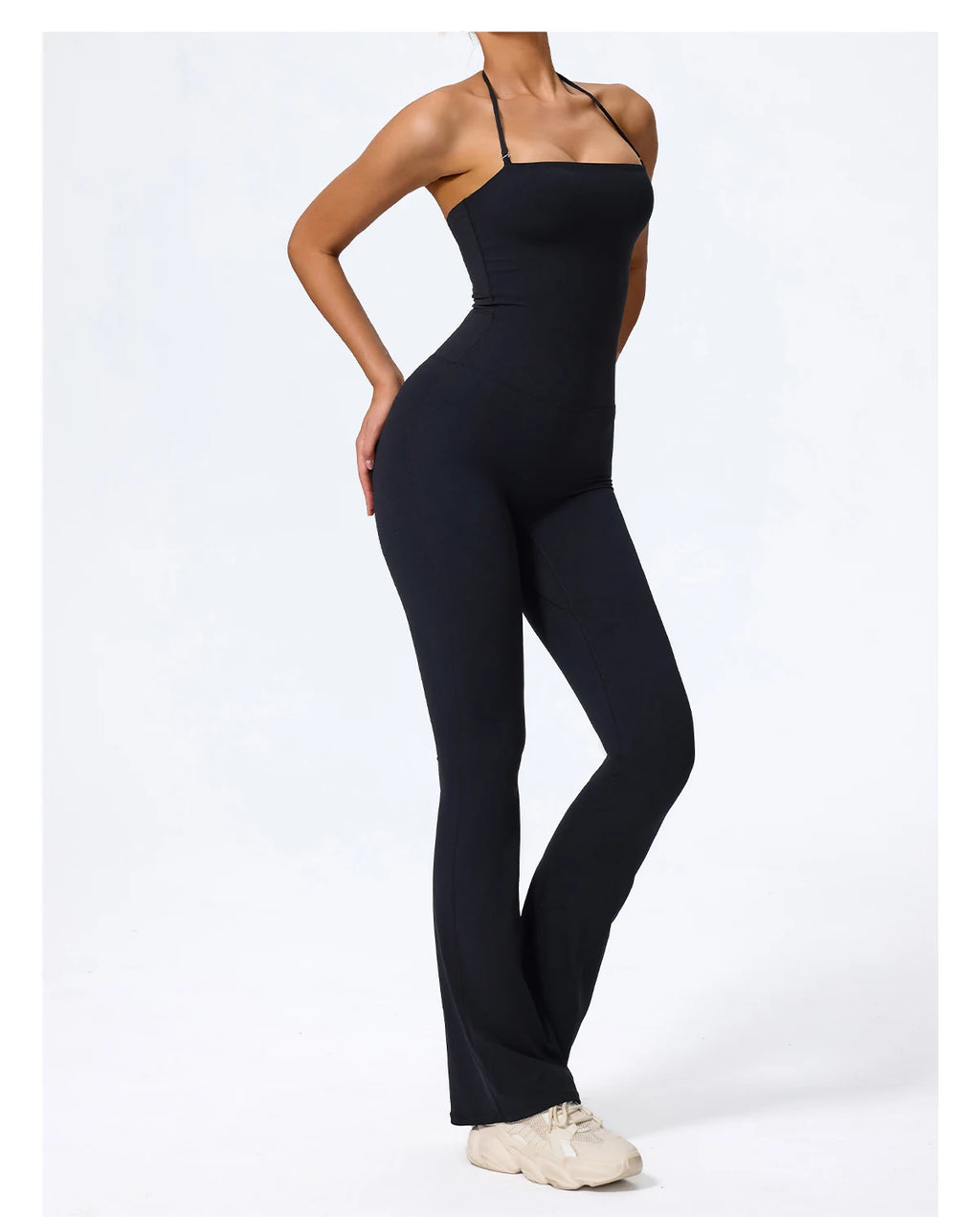 Women's Halter Flared Yoga Jumpsuit
