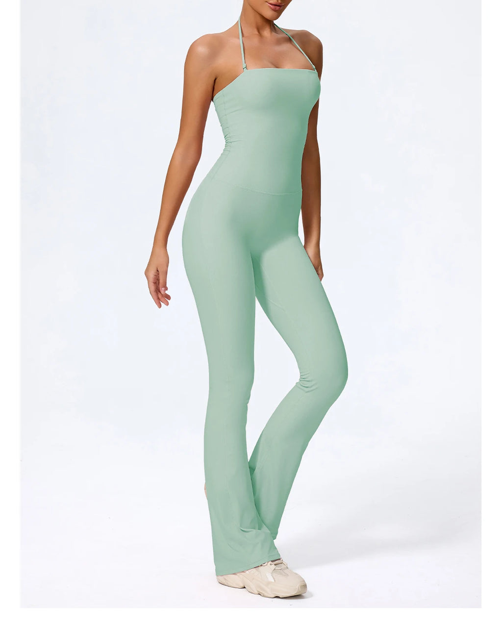 Women's Halter Flared Yoga Jumpsuit