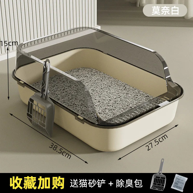 Semi-Covered Plastic Cat Litter Box