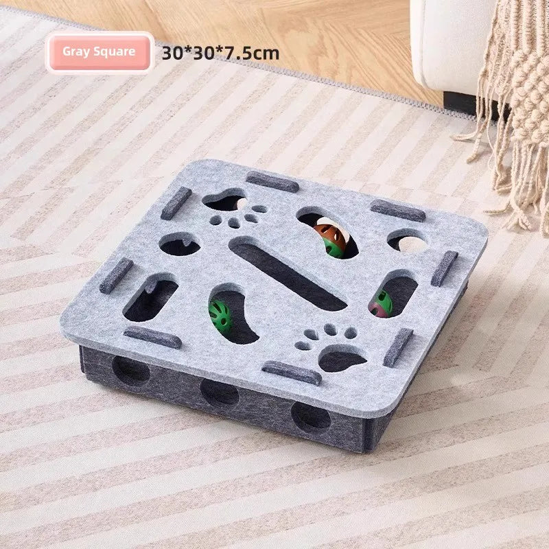Multi-functional Compact Cat Scratching Post with Interactive Ball Launcher & Playhouse