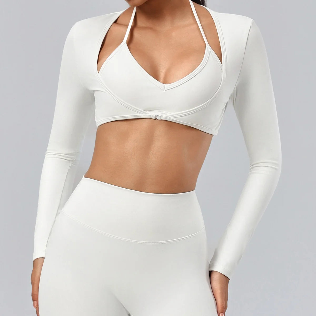 Women's Long-Sleeve Wrap Yoga Crop Top