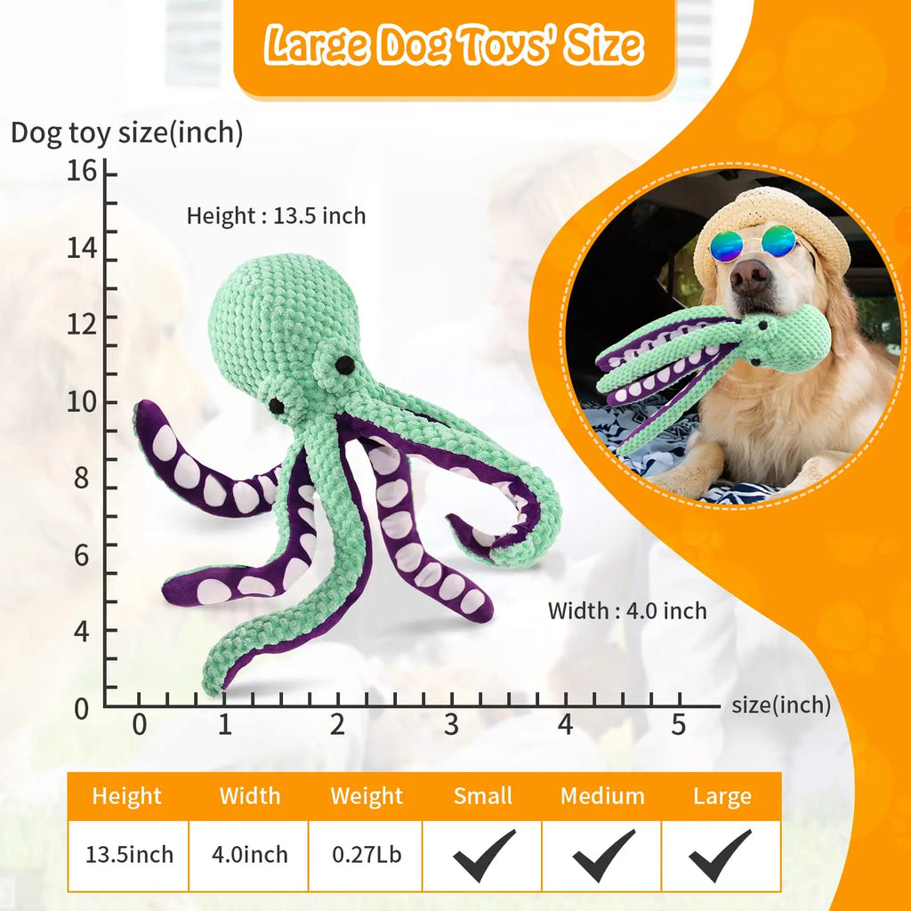 Interactive Squeaky Octopus Plush Dog Toy