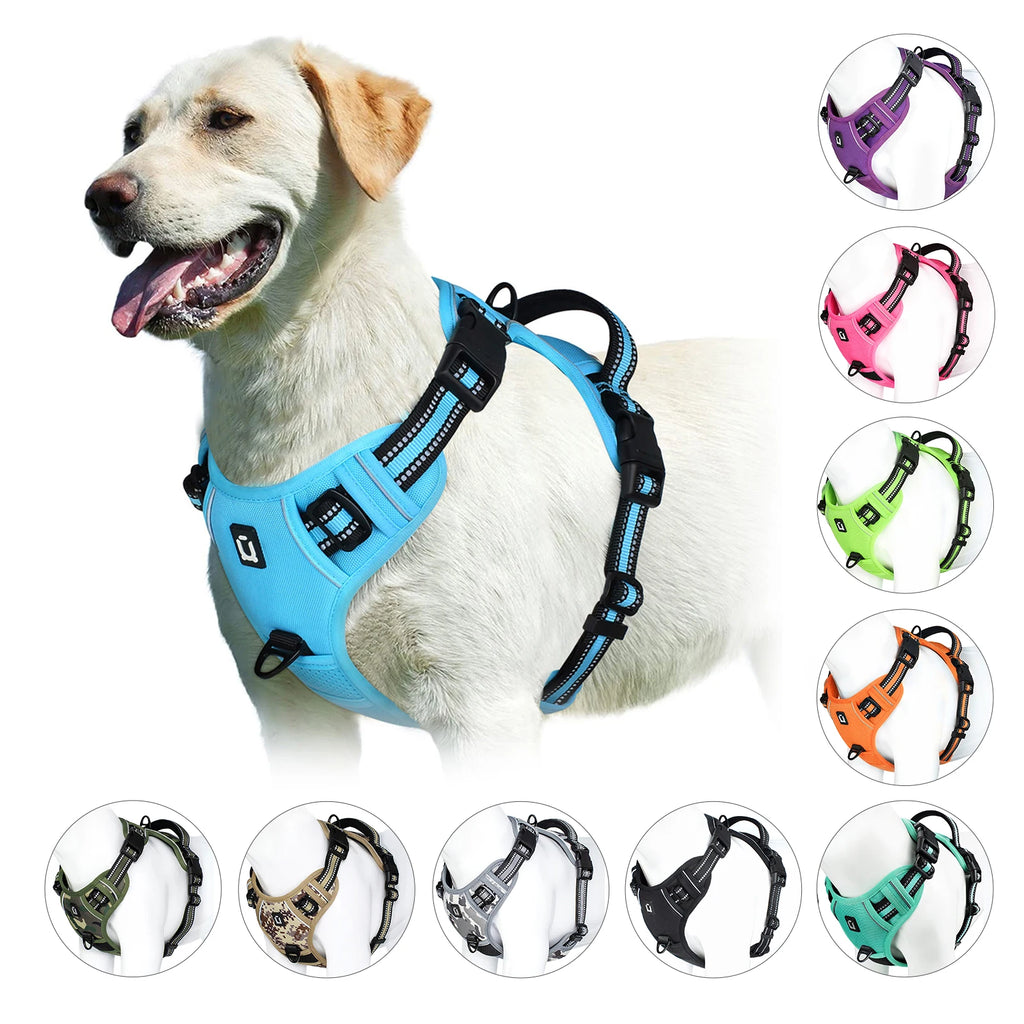 No Pull Dog Harness, Adjustable Soft Padded Pet Vest with Easy Control Handle for Training and Daily Walks