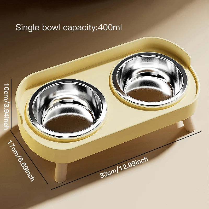 Ergonomic Adjustable Height Elevated Double Pet Feeder