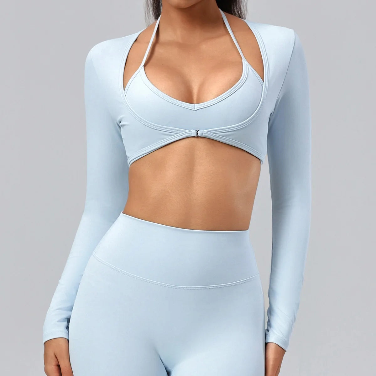 Women's Long-Sleeve Wrap Yoga Crop Top