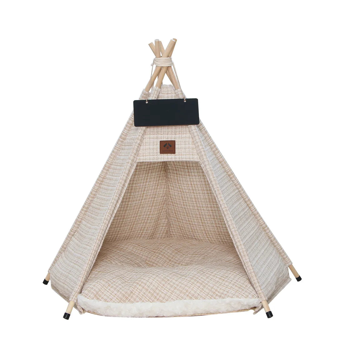 Portable Indoor Pet Teepee Tent – Washable Canvas Dog & Cat Bed with Thick, Warm Cushion