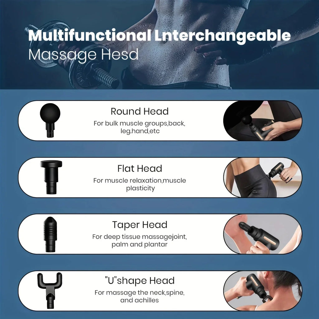 Portable Rechargeable USB Powered Electric Percussion Massage Gun with LED Touch Screen
