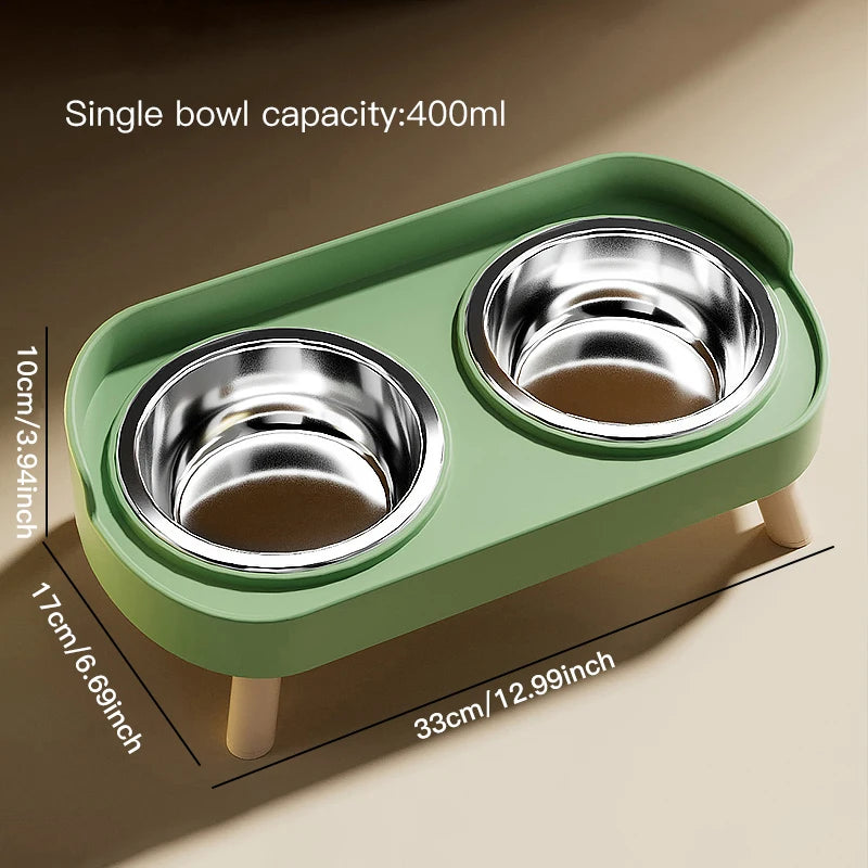 Ergonomic Adjustable Height Elevated Double Pet Feeder