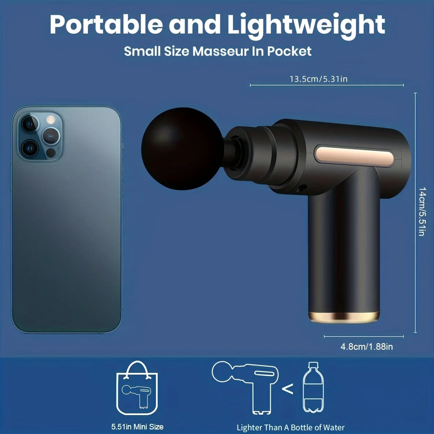 Portable Rechargeable USB Powered Electric Percussion Massage Gun with LED Touch Screen