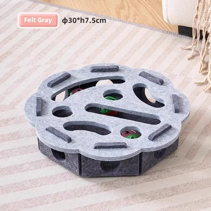 Multi-functional Compact Cat Scratching Post with Interactive Ball Launcher & Playhouse