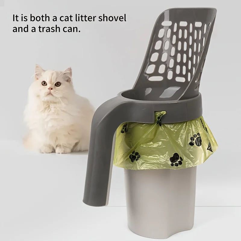 Cat Litter Scoop with Integrated Trash Can