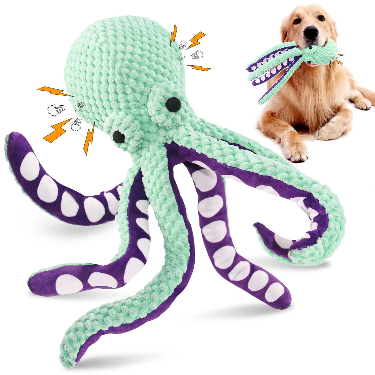 Interactive Squeaky Octopus Plush Dog Toy