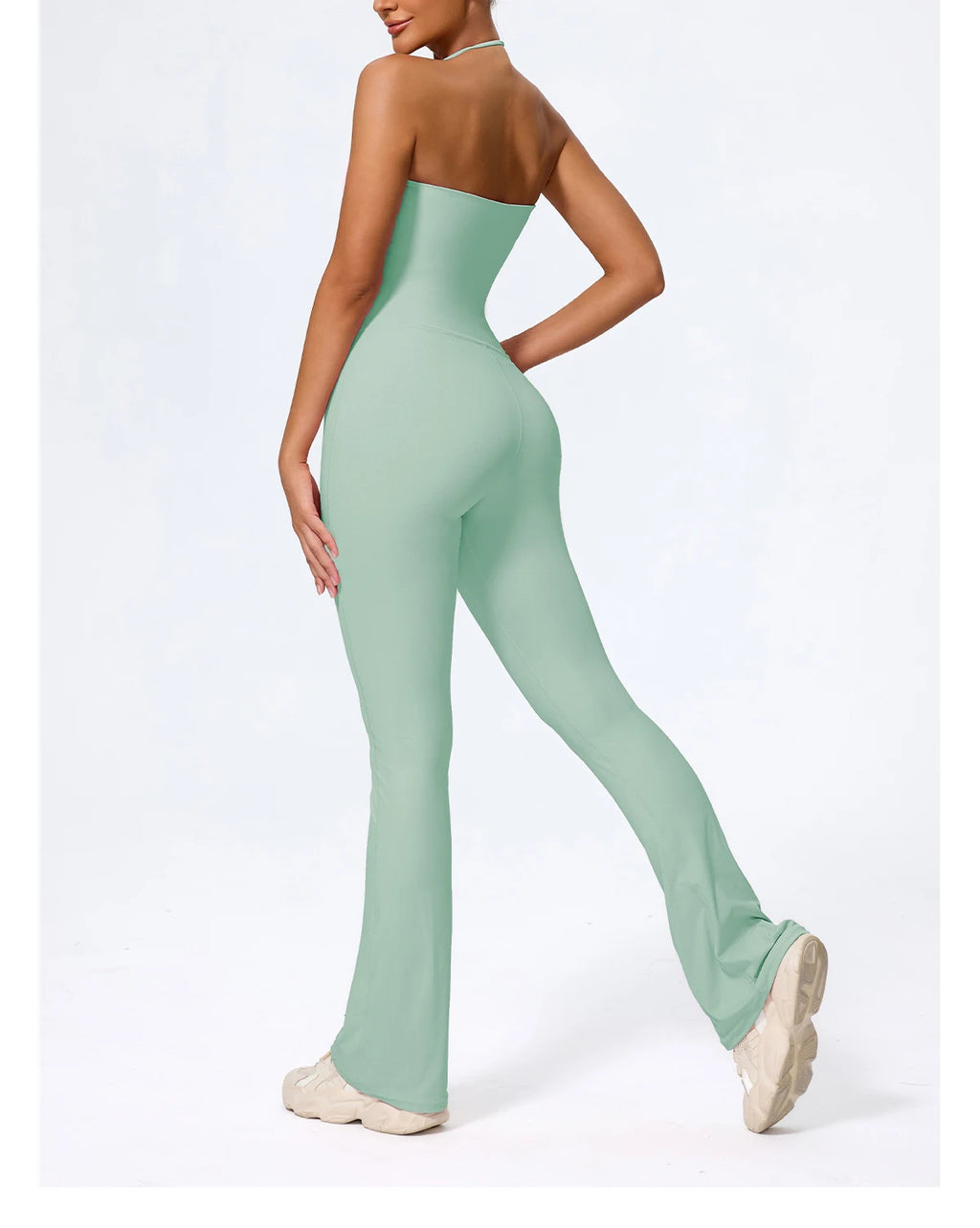 Women's Halter Flared Yoga Jumpsuit