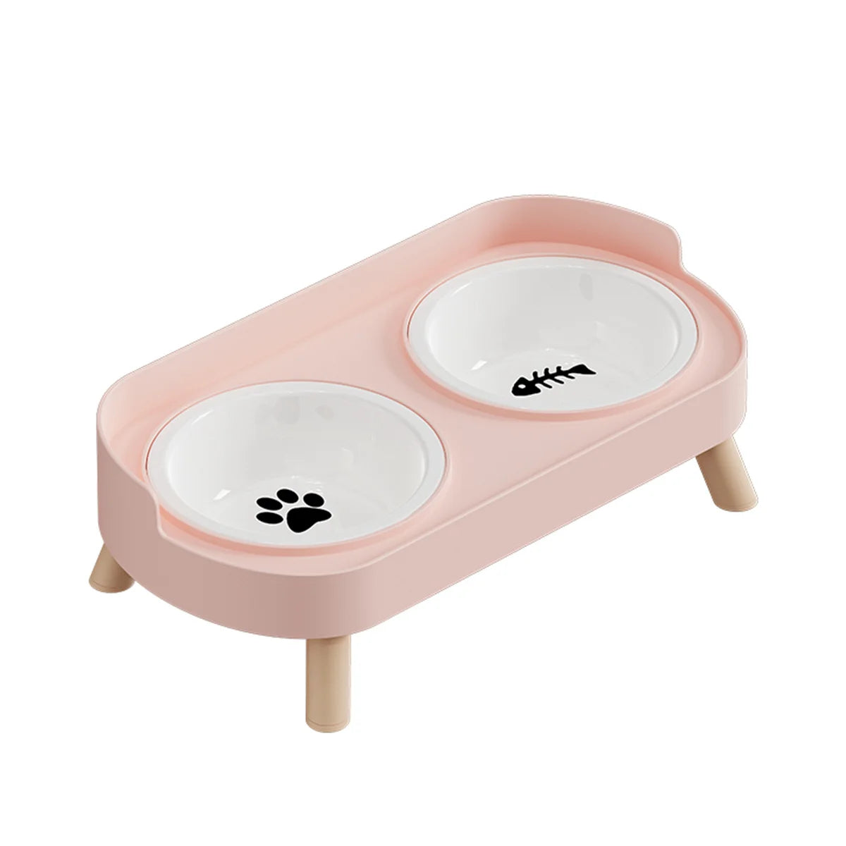 Ergonomic Adjustable Height Elevated Double Pet Feeder