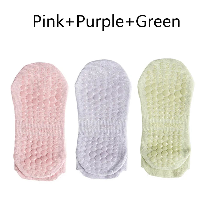 3 Pairs Women's Non-Slip Yoga Socks