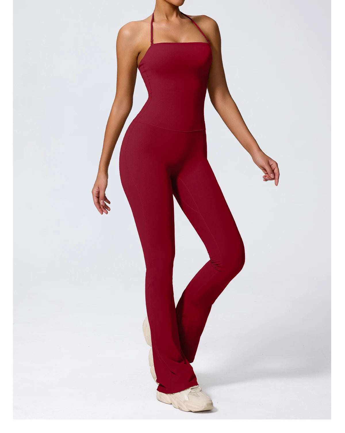 Women's Halter Flared Yoga Jumpsuit