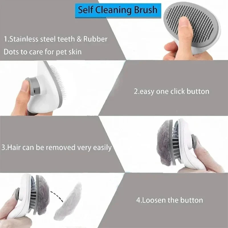 Professional 2-in-1 Self-Cleaning Slicker Brush & Massage Tool for Dogs and Cats