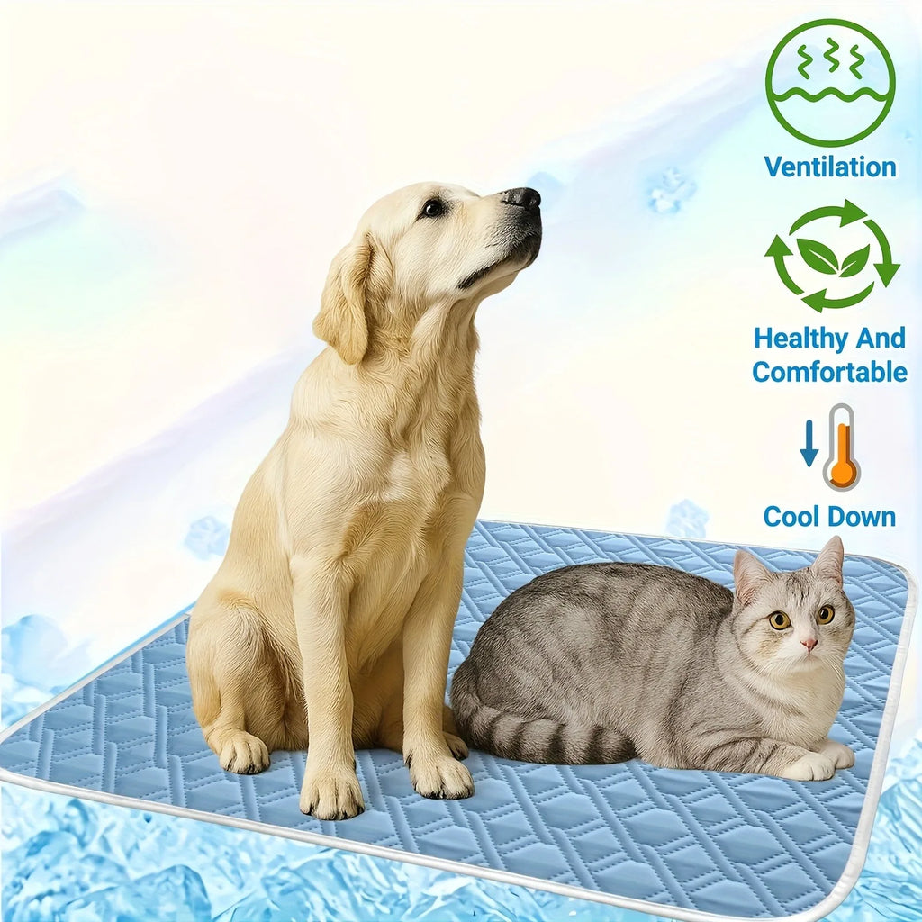Self-Cooling Ice Silk Pet Mat – Breathable Summer Sleep Pad for Dogs & Cats