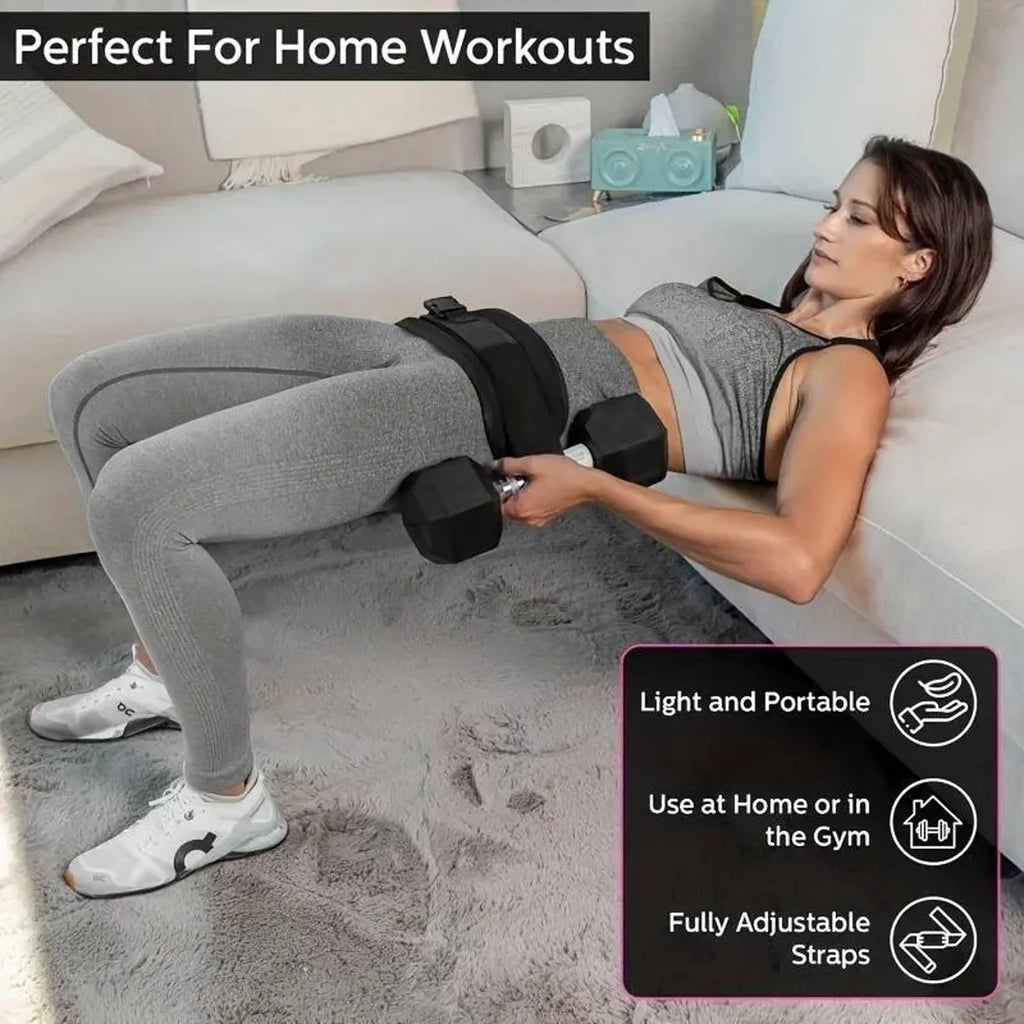 Adjustable Weighted Hip Bridge Belt for Dumbbell & Kettlebell Training | Heavy-Duty Nylon Waist Belt for Glute Thrusts & Hip Shaping | Unisex Home Gym Fitness Equipment