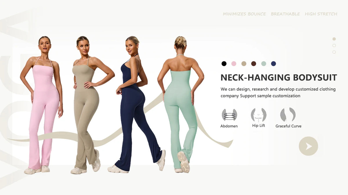 Women's Halter Flared Yoga Jumpsuit