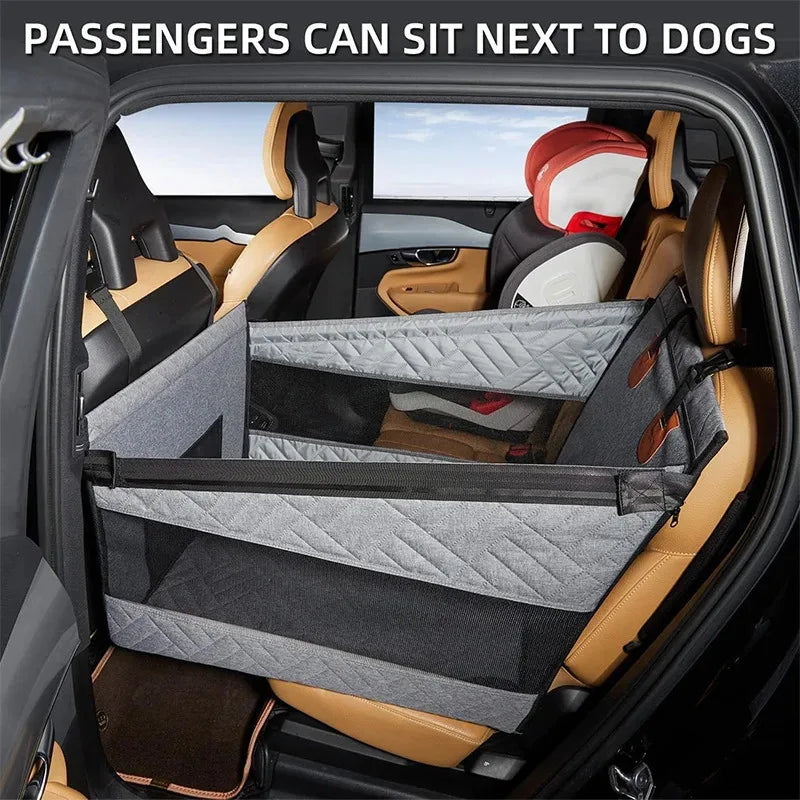 Pet Car Nest Bed & Back Seat Hammock Extender, Full Coverage Waterproof Scratchproof Dog Travel Bed with Mesh Pocket for All Size Dogs & Passengers
