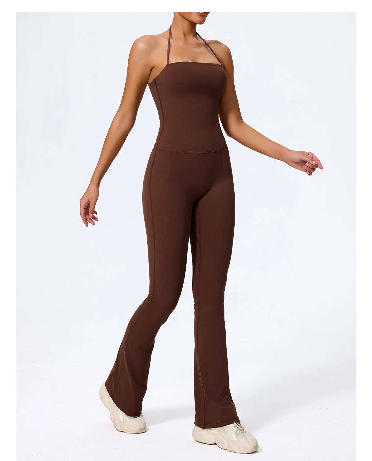 Women's Halter Flared Yoga Jumpsuit